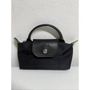 Longchamp Mini Le Pliage Black Top Handle Bag + Strap